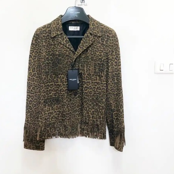 Vintage! Rare! New! ๐St.Laurent Leopard Fringe Curtis Jacket Sz. 38 NWT ๐๐ - Picture 6 of 16